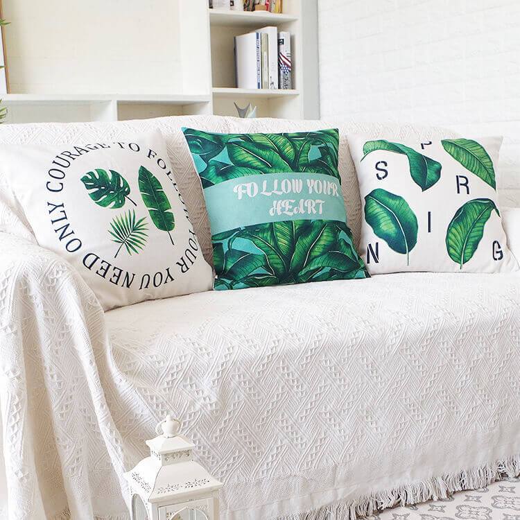 Geometric Sofa Throw - Reversible Cotton Blend Furniture Cover