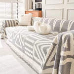Boho Chenille Sofa Cover - Geometric Anti-Scratch Furniture Protector