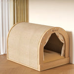 Curved Cat Bed with Integrated Sisal Scratching Board