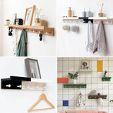 Bamboo Wall Shelf - Floating Storage Shelf with 2, 3 or 4 Hooks