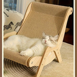Cat Scratching Chair with Sisal Rope and Elevated Backrest