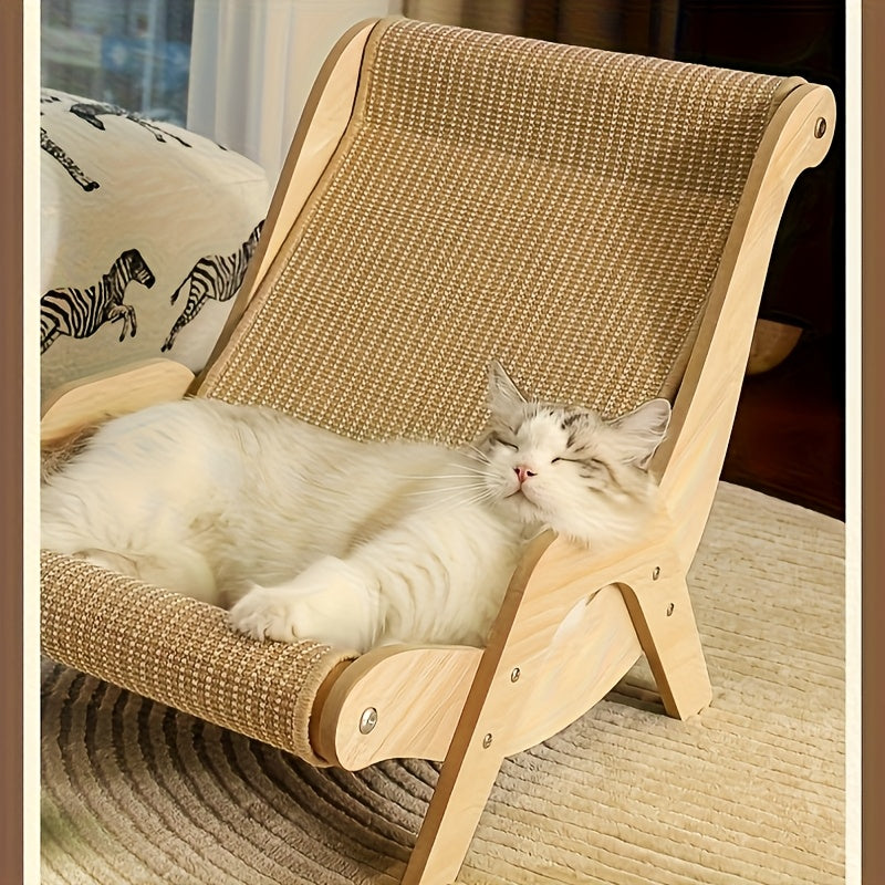 Cat Scratching Chair with Sisal Rope and Elevated Backrest