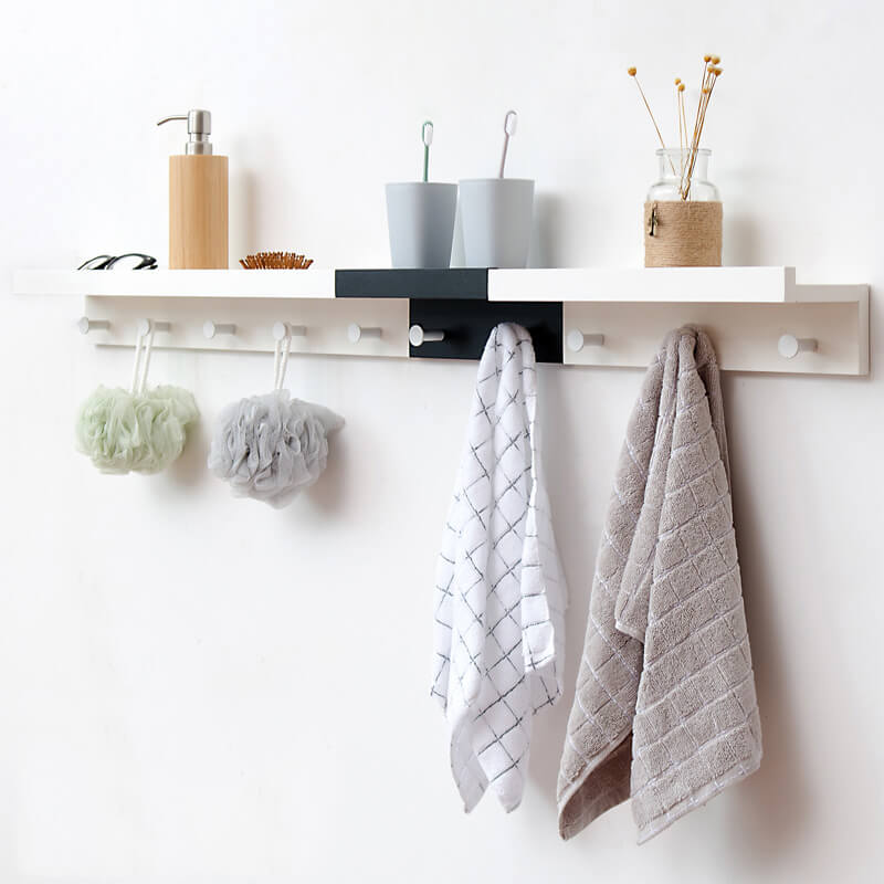 Bamboo Wall Shelf - Floating Storage Shelf with 2, 3 or 4 Hooks