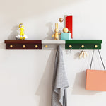 Bamboo Wall Shelf - Floating Storage Shelf with 2, 3 or 4 Hooks