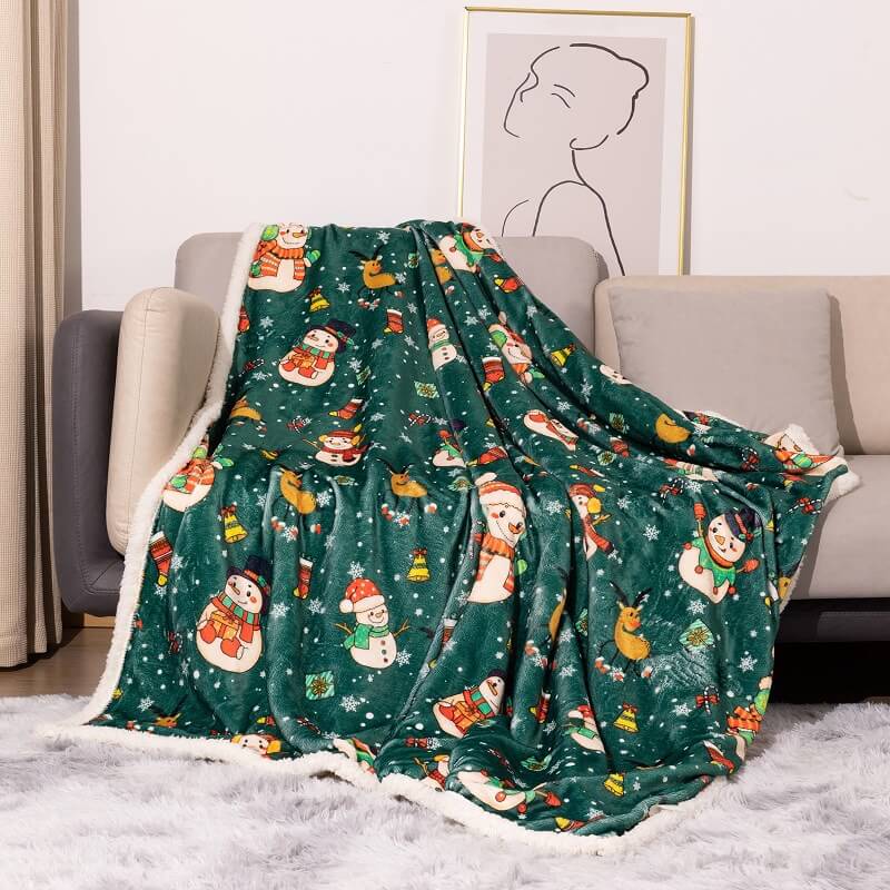 Christmas Fleece Throw Blanket - Reversible 127 X 152 Cm