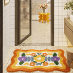 Floral Bath Mat - Microfibre Polyester with PVC Non-Slip Backing