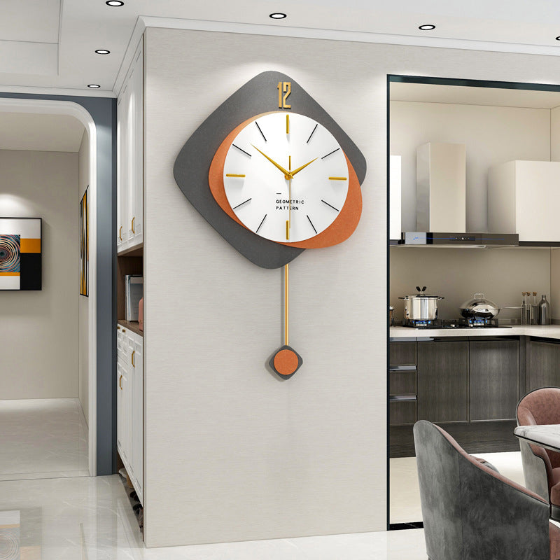 Geometric Pendulum Wall Clock - MDF Silent Sweep Movement Design