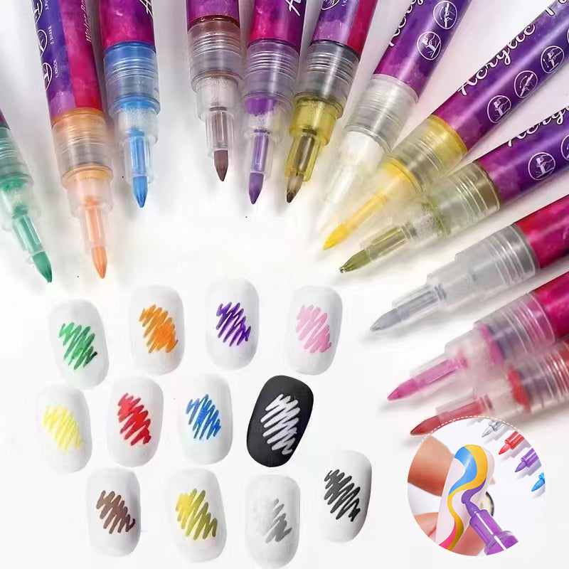 12-Colour Nail Art Drawing Pen Set