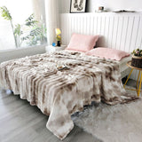Faux Rabbit Fur Throw Blanket - Tie-Dye Wave Pattern Polyester