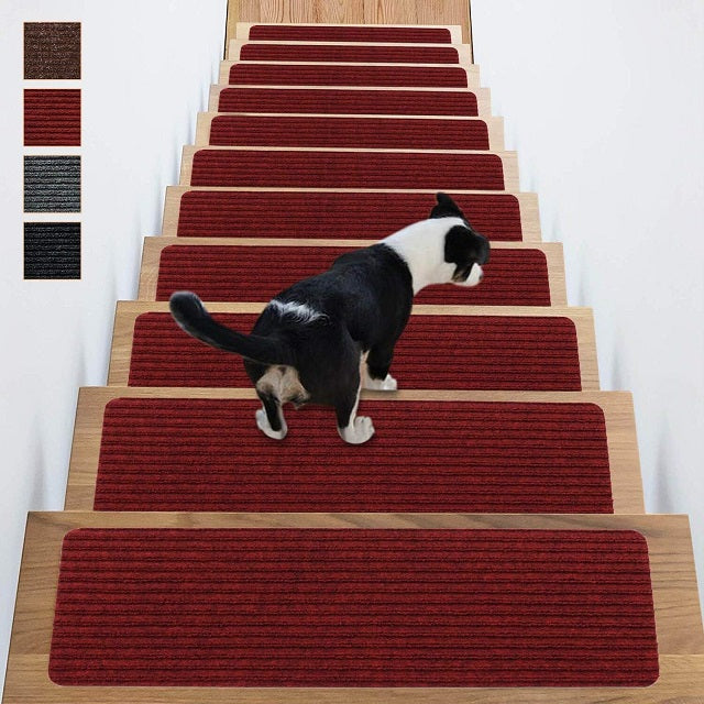 Adhesive Stair Treads - Polyester Anti-Slip Carpet Pack