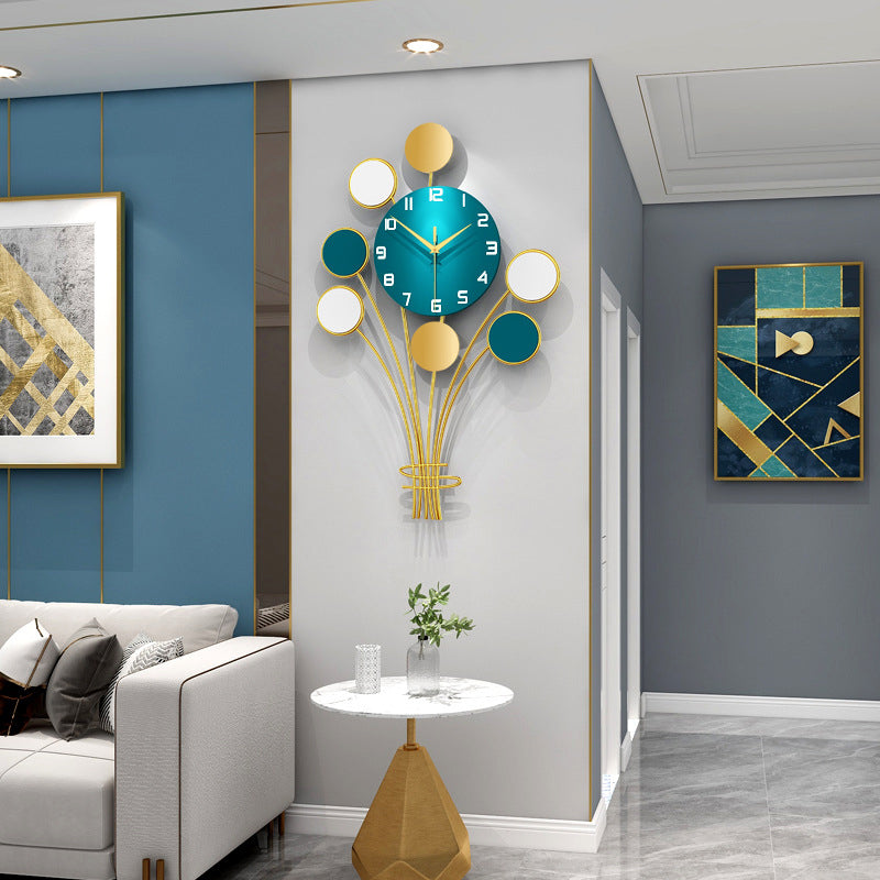 Balloon Wall Clock - Iron and MDF Silent Sweep Design in Blue and Gold