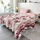 Faux Rabbit Fur Throw Blanket - Tie-Dye Wave Pattern Polyester