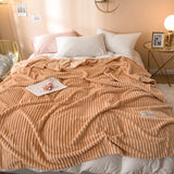 Striped Plush Throw Blanket - Soft Microfibre Polyester Fleece