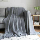 Knitted Sofa Throw - Lightweight Cotton Waffle Weave Blanket