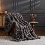 Faux Rabbit Fur Throw Blanket - 750 GSM 3D Bubble Texture