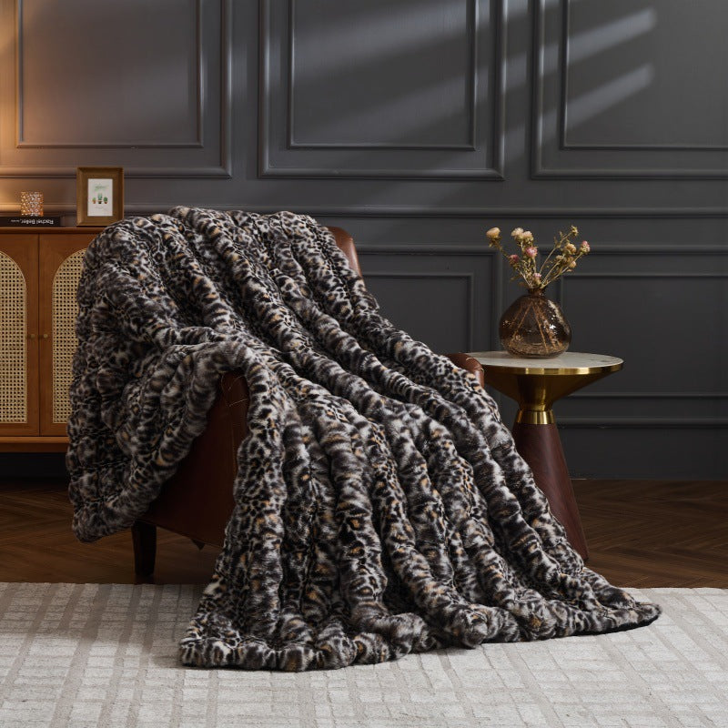Faux Rabbit Fur Throw Blanket - 750 GSM 3D Bubble Texture