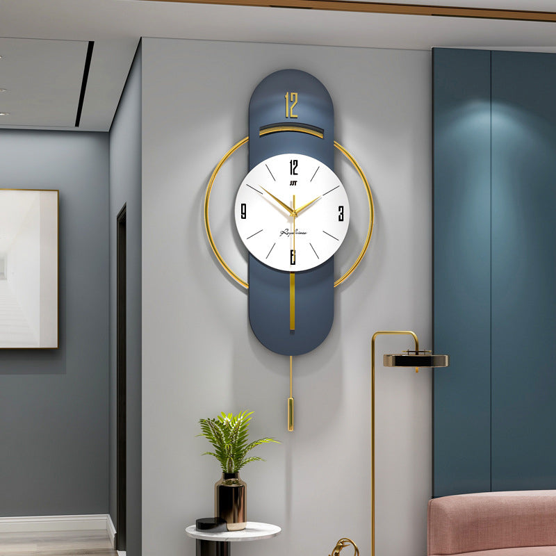 Modern Pendulum Wall Clock - Iron Frame with Silent Sweep Movement