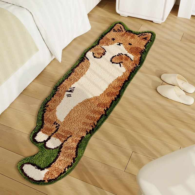 Cat Shaped Area Rug - Tufted Polyester with TPR Backing