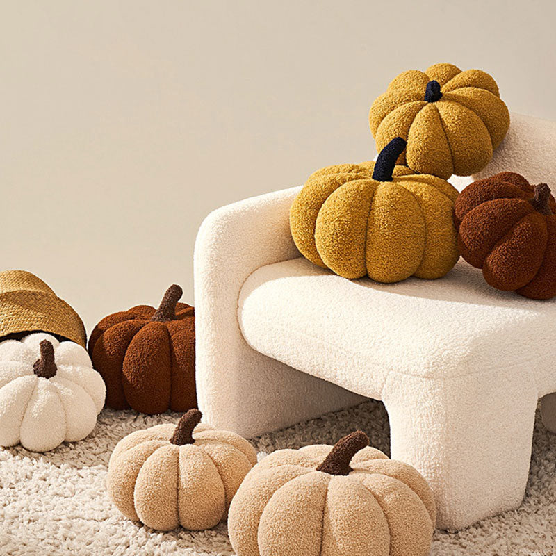 Pumpkin Cushion - Teddy Fleece Decorative Pillow with PP Cotton