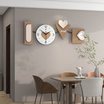 LOVE Heart Wall Clock - Iron and MDF Silent Sweep Design