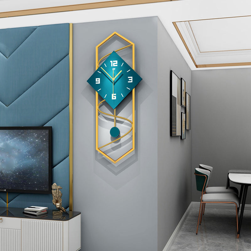 Vertical Wall Clock - Metal Frame and Solid Wood Dial