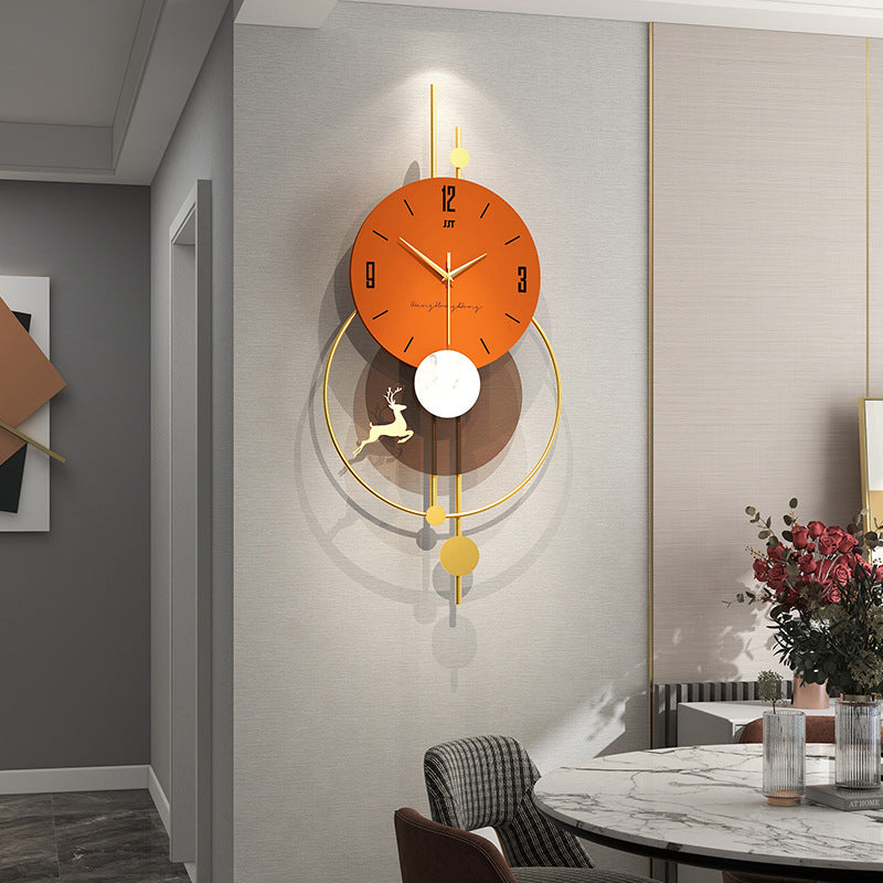 Modern Wall Clock - Metal Frame and Solid Wood Dial