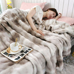 Faux Rabbit Fur Throw Blanket - Tie-Dye Wave Pattern Polyester