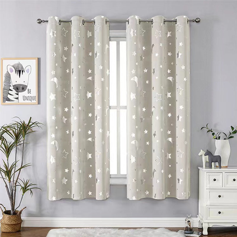 Star and Moon Blackout Curtains - Polyester 2-Panel Grommet Set