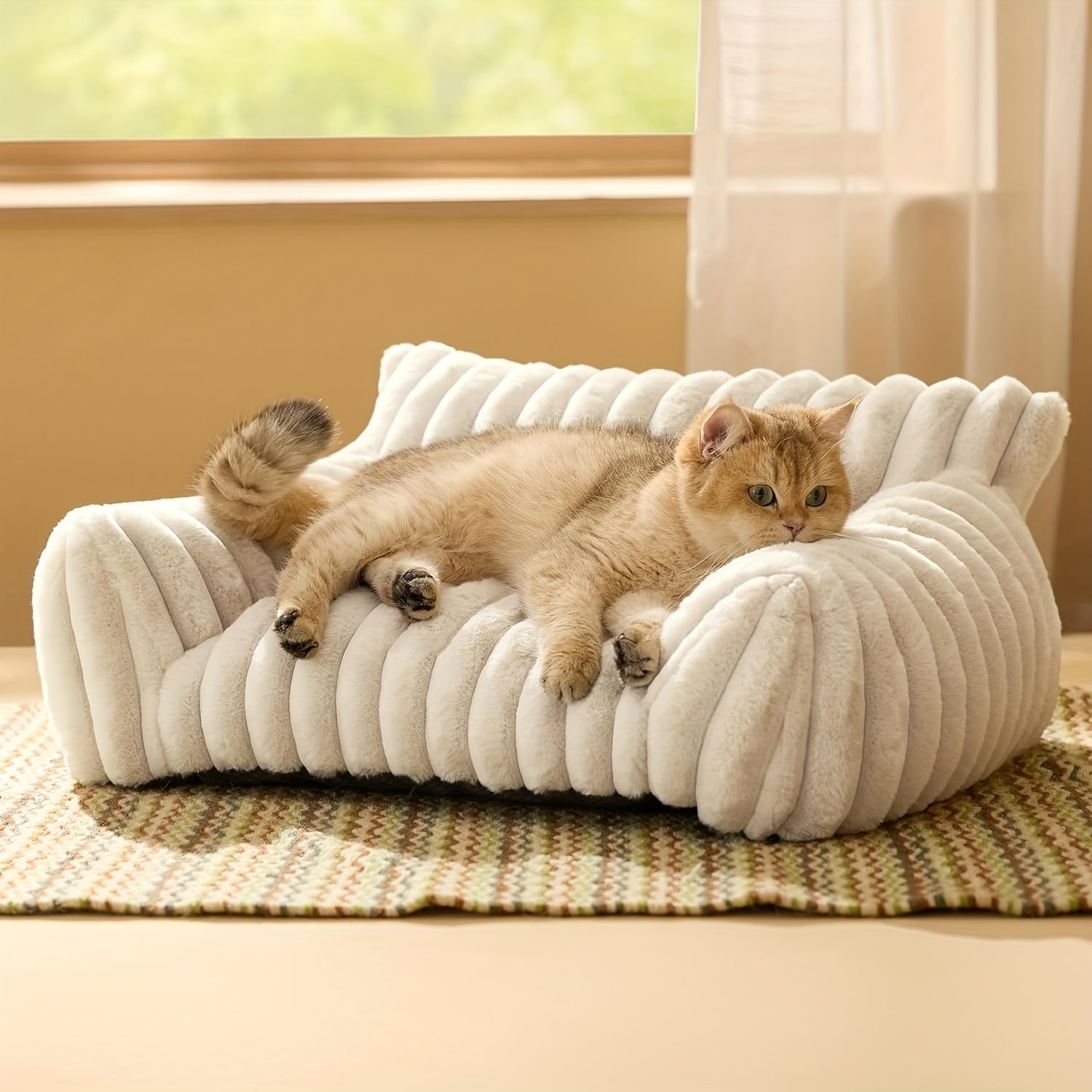 Soft Cat Sofa of Corduroy Fleece with Plush Lining