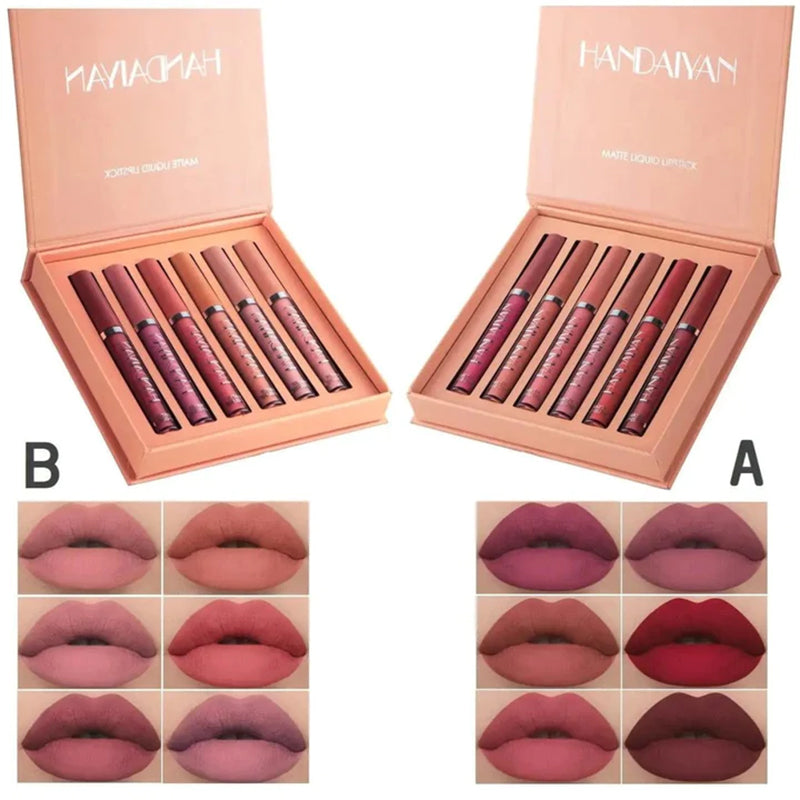 6-Colour Matte Liquid Lipstick Set for Everyday Beauty Care