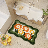 Floral Bath Mat - Microfibre Polyester with PVC Non-Slip Backing