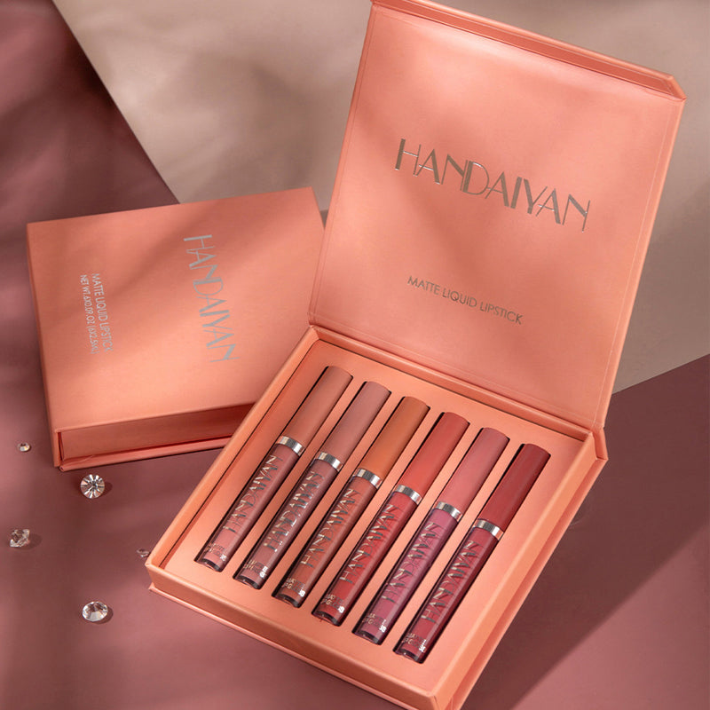 6-Colour Matte Liquid Lipstick Set for Everyday Beauty Care