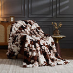 Faux Rabbit Fur Throw Blanket - 750 GSM 3D Bubble Texture