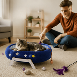 Round Sisal Rope Cat Scratcher Bed With Wooden Stand