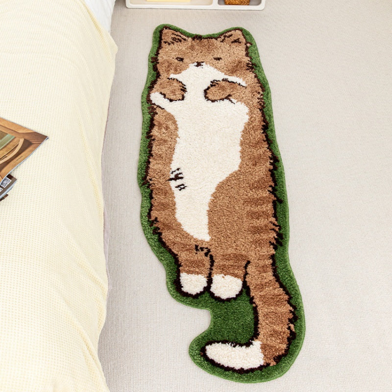 Cat Shaped Area Rug - Tufted Polyester with TPR Backing