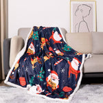 Christmas Fleece Throw Blanket - Reversible 127 X 152 Cm
