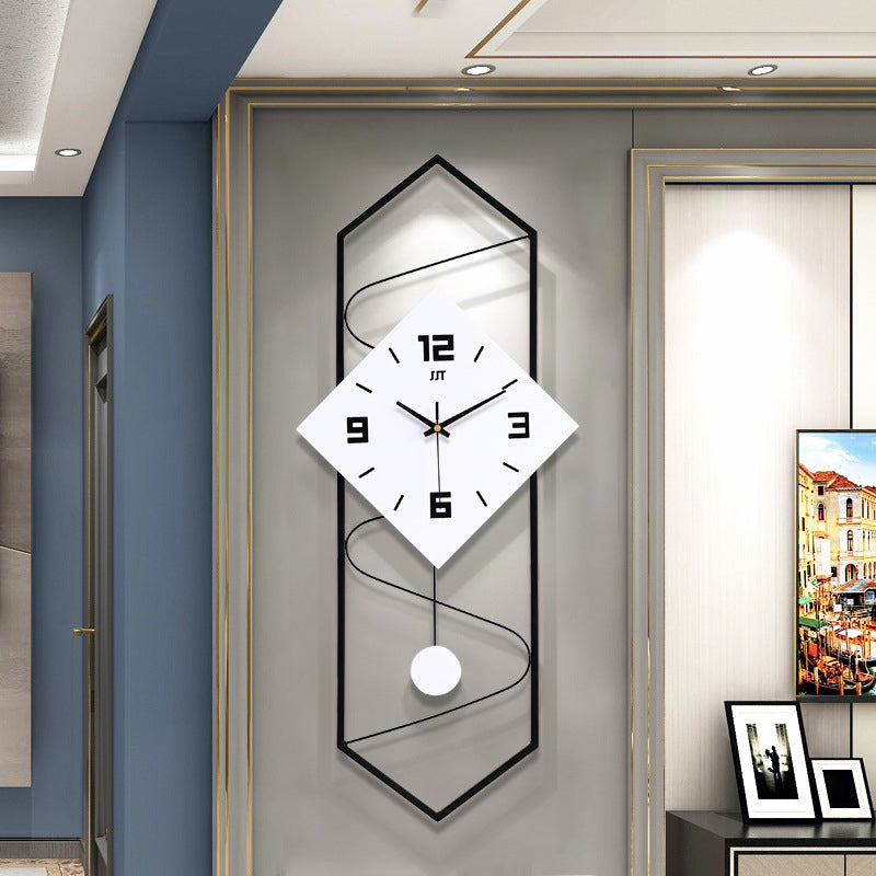 Vertical Wall Clock - Metal Frame and Solid Wood Dial