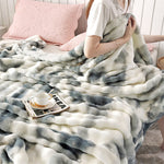 Faux Rabbit Fur Throw Blanket - Tie-Dye Wave Pattern Polyester