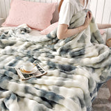 Faux Rabbit Fur Throw Blanket - Tie-Dye Wave Pattern Polyester