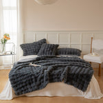 Faux Fur Throw Blanket - Faux Rabbit Fur with Coral Velvet Lining