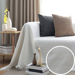 Knitted Sofa Throw - Lightweight Cotton Waffle Weave Blanket