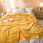 Striped Plush Throw Blanket - Soft Microfibre Polyester Fleece