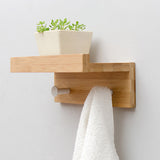 Bamboo Wall Shelf - Floating Storage Shelf with 2, 3 or 4 Hooks