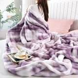 Faux Rabbit Fur Throw Blanket - Tie-Dye Wave Pattern Polyester