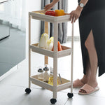Slim Storage Trolley - 2/3/4 Tier Plastic Rolling Cart