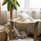 Coconut Palm Cat Tree with Cactus House, Hammock and Scratching Board