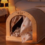 Curved Cat Bed with Integrated Sisal Scratching Board