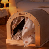 Curved Cat Bed with Integrated Sisal Scratching Board