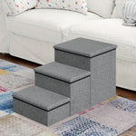 Foldable Three-Step Pet Stairs With Rest Area and Storage