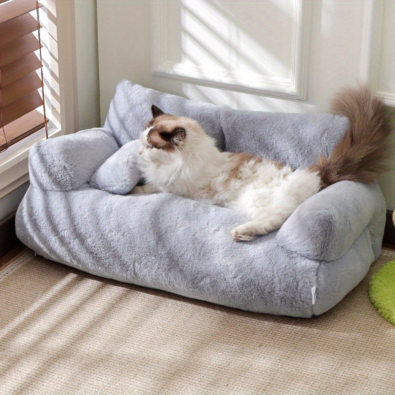 Gray Cat Sofa of Polyester with Removable Filling